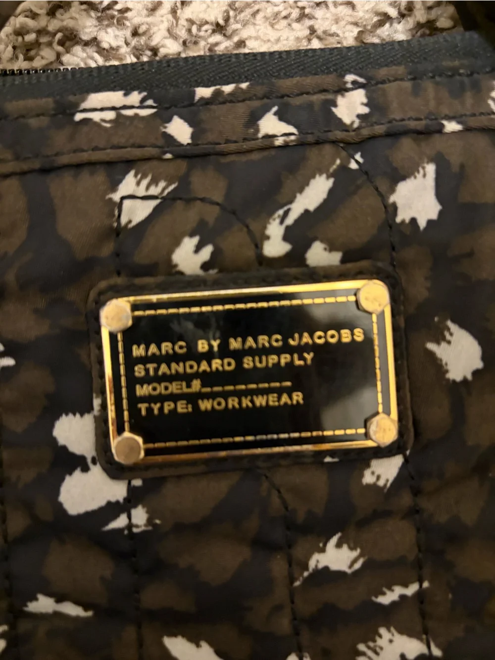 Marc Jacobs Leopard Printed Quilted Laptop Crossbody Bag with Gold Hardware